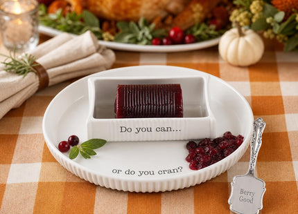 Mud Pie Cranberry Sauce Dish, Ceramic Can Berry Serving Dish Set