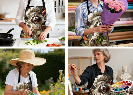 Nuxovilar Chef Raccoon Mushroom 26.77x30.7 Polyester Cooking Apron
