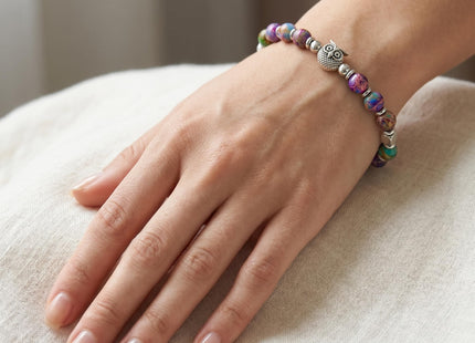 Wisedawn Owl Gifts for Women, Healing Natural Stone Owl Bracelet for Woman, Birthday Christmas inspiration Gift