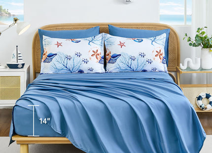 Coastal Queen Comforter Set,7 Pieces Beach Themed Sand Dollor & Starfish