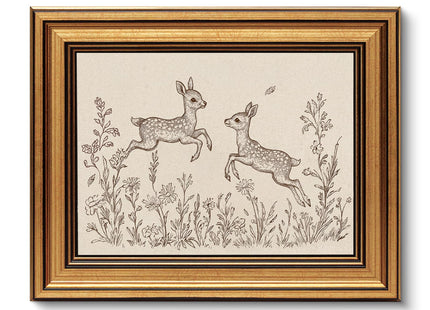 VIYYIEA Vintage Gold Framed Wall Art, Sika Deer Canvas Paint, 8x10 IN