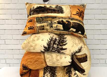 Namoxpa Rustic Bear Comforter Sets for Kids Adults,3D Pattern Cabin Theme,Decorative Bedding Comforter Sets with 2 Pillow Shams, Twin Size
