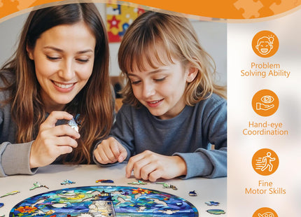 Wooden Puzzles for Adults, Stained Glass Lighthouse-2 Wood Puzzles Adult, Unique Animal Shaped Wooden Jigsaw Puzzle, Creative Gifts for Friends/Family/Puzzle Lovers, Home Decor(S-8.5 * 8.5in 100pcs)