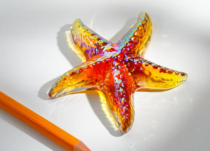 Amber Blown Glass Starfish Figurine Miniature Ocean Home Decor