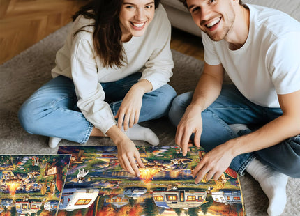 1000 Piece Camping Jigsaw Puzzle for Adults, Autumn RV & Campfire
