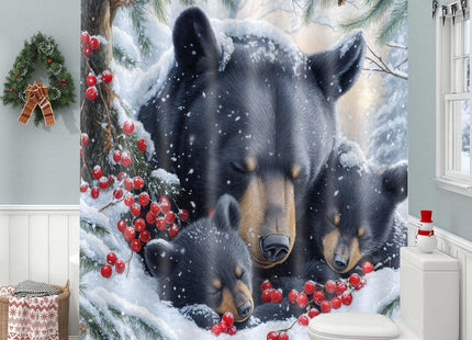 Wathon Winter Black Bear Shower Curtain 70X70IN