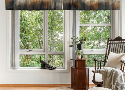 WSPNBB Abstract Curtain Valance for Windows 2 Pack Brown Wood Grain White Cloud Forest Rod Pocket Window Treatments Short Curtains for Kitchen Windows Bathroom Bedroom 54x18 Inch