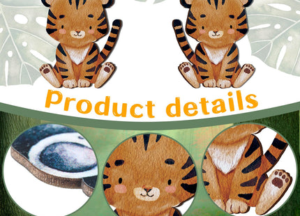 Geetery 12 Pcs Wooden Safari Woodland Animal Cutouts