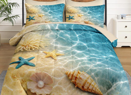 WeCozy Twin Comforter Set with Sheets, 5 Pieces Summer Beach Bedding