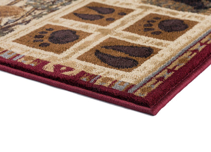 Lakeside Retreat Red 5x7 Area Rug Cabin for Living for Living Room - Bedroom and DiningRoom - Lodge, Cabin Farmhouse Stye Rustic Indoor Carpet
