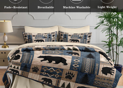 WeCozy Full Comforter Set with Sheets, 7 Pieces Bear Cabin Bedding