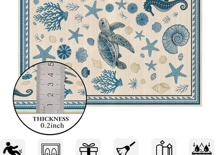 Area Rug 6x9 Coastal Nautical Rug for Living Room Beach Theme Sea Turtle