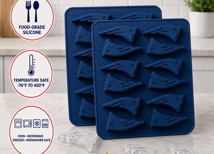 MasterPieces Game Day Set - FanPans NFL New England Patriots - Silicone Ice Cube Trays Two Pack - Dishwasher Safe