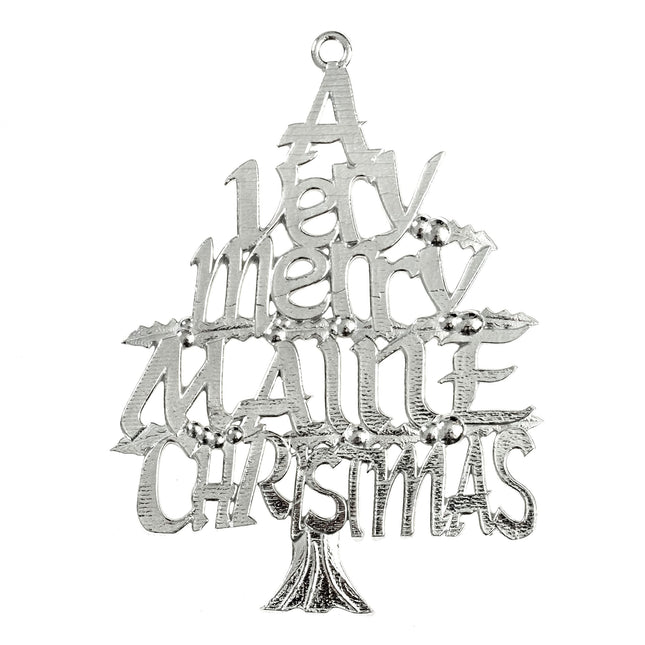 House of Morgan Pewter - Handmade Maine Gifts - A Very Merry Maine Christmas Ornament - (Maine)