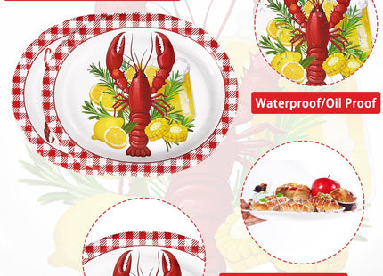 Greencian 50Pcs Crawfish Boil Large Oval Paper Plates for BBQ 12 x 10 Inch