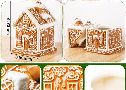 Chunful Christmas Gingerbread House Cookie Jar with Lid, 9.25 Inch