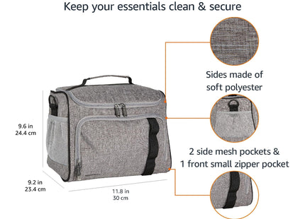 Amazon Basics Leakproof Reusable, Portable Soft Insulated Cooler Lunch Bag, Stays Cold for Hours, 24 Can Capacity, Adjustable Shoulder Strap, Gray