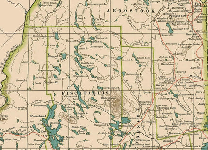 Maine - State Map, 1897 | Historical Map Print - 24in x 18in