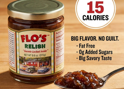 Flo's Hot Dog Relish - Original Homemade Secret Recipe - Two 9.6 Ounce Jars