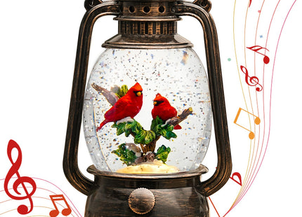 Christmas Snow Globes Cardinal Gifts,Christmas Decorations Cardinal Snow Globe, Musical Lantern Light Up 6H Time Glitter Globe Cardinal Red Bird Memorial Gift for Women