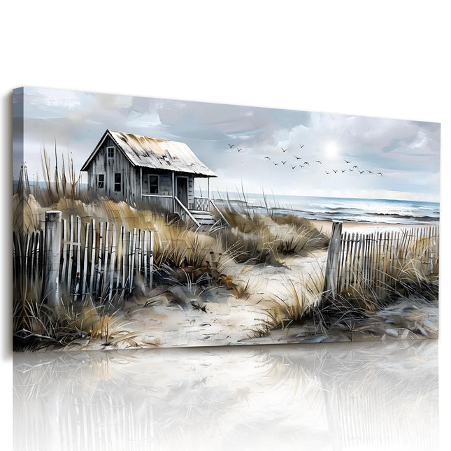 imjiayu Coastal Cabin Wall Art, Beach Landscape Canvas Print 20"x40"