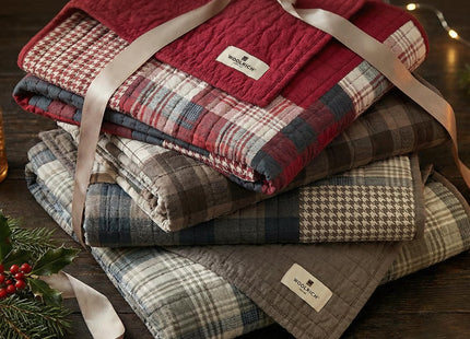 Woolrich Luxury Quilted Throw - Cabin Lifestyle, Patchwork with Moose Design All Season, Lightweight and Breathable Cozy Bedding Layer Throws for Couch Sofa, 50" W x 70" L, Tasha Taupe