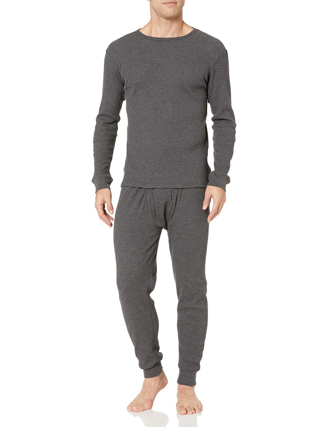 Amazon Essentials Men's Thermal Long Underwear Set Underwear, -Charcoal Grey, L
