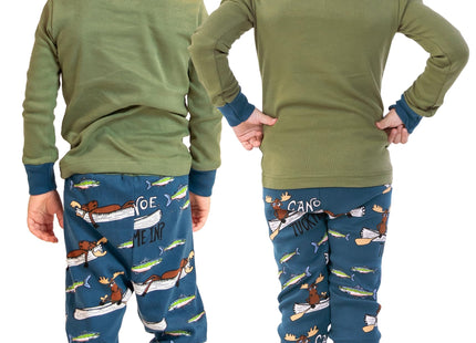 LazyOne Long-Sleeved Kids' Pajamas for Girls and Boys, Canoe Tuck Me In, 10