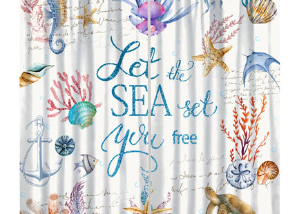 Ocean Animal Curtains for Kids,Watercolour Cartoon Underwater Coral Shells Seahorse Sea Turtle Water Plants Nautical Window Drapes for Boys Girls Nursery Bedroom Living Room 42x45in（No Blackout）