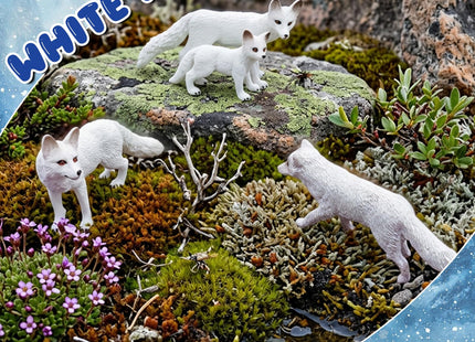 Bbiamsleep 4 Pieces Artic Fox Figurine White Fox Animal Figurines