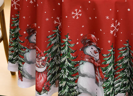 NOVILYS Red Round Christmas Tablecloth, Snowman Gift Design, 70 Inch