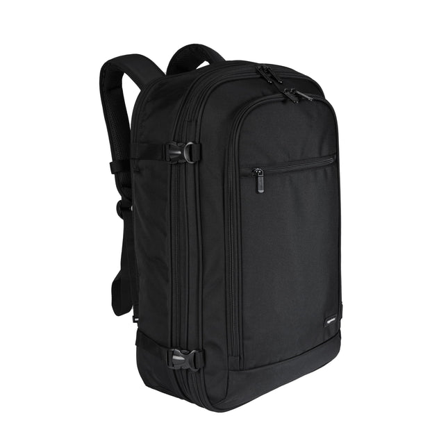 Amazon Basics Travel Backpack,Carry-On with Laptop Compartment, 1.55 cu. ft. Capacity,Expandable for 10% Extra Space,Convertible Backpack & Shoulder Bag,Multiple Pockets,13.8"W x 21.5"H x 9.5"D, Black