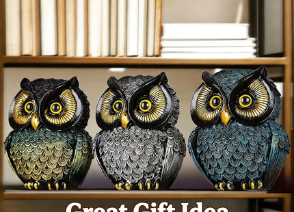 socxiaoshen Owl Figurines for Home Decor,Owl Statue for Shelf Living Room