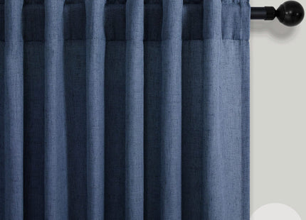 Pitalk Navy Blue Linen Kitchen Curtains for Windows Over Sink 2 Panels Back Tab Pocket Nautical Coastal Beach Small Bathroom Curtain for Short Window Bedroom Valance Mini 36x24 Length Dark Blue Indigo
