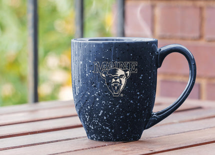 Rico Industries NCAA Maine Black Bears Primary 16 oz Team Color Laser Engraved Speckled Ceramic Coffee Mug