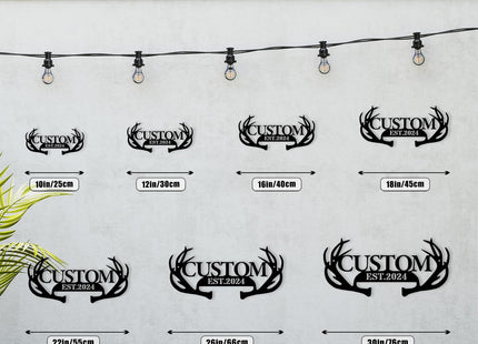 Personalized Metal Deer Antler Sign, Custom Deer Cabin Wall Art Decor