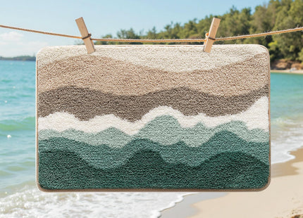 LUMI Coastal Bathroom Rug Soft Microfiber Absorbent Bath Mat 20x32