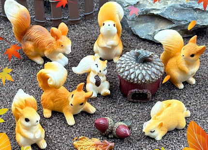 21 Mini Resin Squirrel,Miniature Squirrel Figurines for Garden Accessories