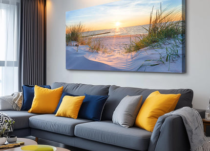 MHARTK66 Wall Decor for Living Room Large Canvas Wall Art for Bedroom Modern Office Pictures Blue Sun Beach Grass Ocean Landscape Paintings Canvas Art Prints Home Decorations