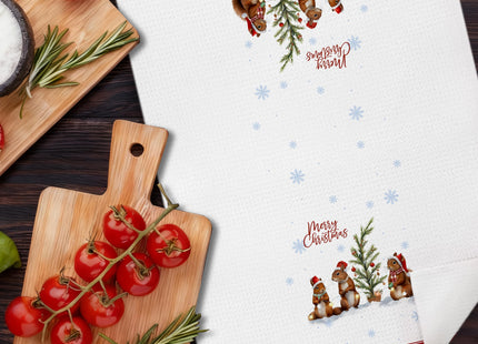 DAYOUER Merry Christmas Squirrel Kitchen Dish Towels, Squirrel Lover Gifts, Winter Holiday Xmas Squirrels Decorative Hand Tea Towels for Bathroom Kitchen, 16x24 Inches