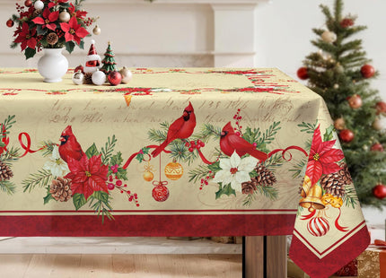 Arquiel Christmas Tablecloth 55 x 70 Inch Rectangular, Cardinal Print