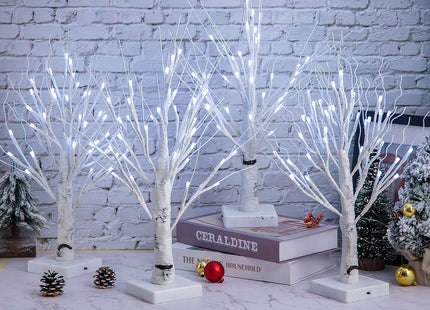 BDUSXYZ 4pcs 36LED Lighted Birch Tree Home Decor - White Birch Tree with Lights Money Tree Wedding Centerpieces Artificial Branches Table (White)