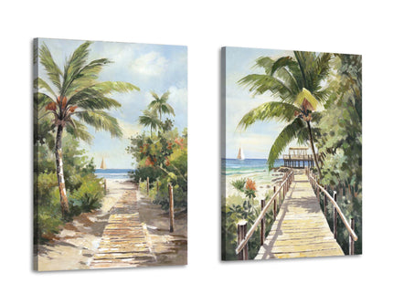 Beach Canvas Wall Art Abstract Coastal Seascape Painting Ocean Artwork
