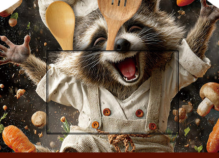 Nuxovilar Chef Raccoon Mushroom 26.77x30.7 Polyester Cooking Apron