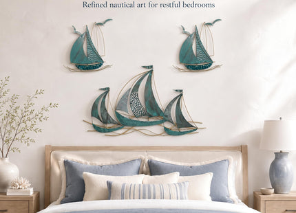 HAVFIFK Large Sailboat Metal Wall Decor for Living Room,3D Wall Art