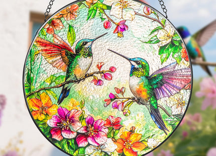 Rosporxin Hummingbird Suncatcher Stained Glass Window Hanging