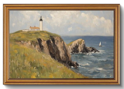 Gold Framed Wall Art Vintage Lighthouse Canvas Art Prints