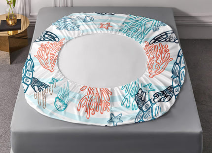 HOSIMA Beachy Sea Turtle Bedding Set Queen,1 Fitted Sheet+2 Pillowcases.