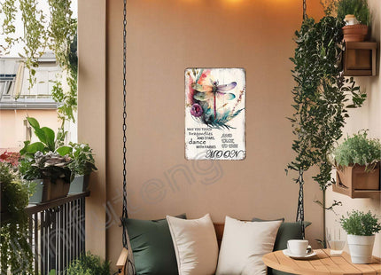 Dragonfly Metal Sign 8x12 - Whimsical Fairy Wall Decor