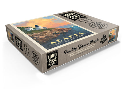 MyPuzzle Acadia National Park: Lighthouse, Vintage Poster - Premium 1000 Piece Jigsaw Puzzle for Adults